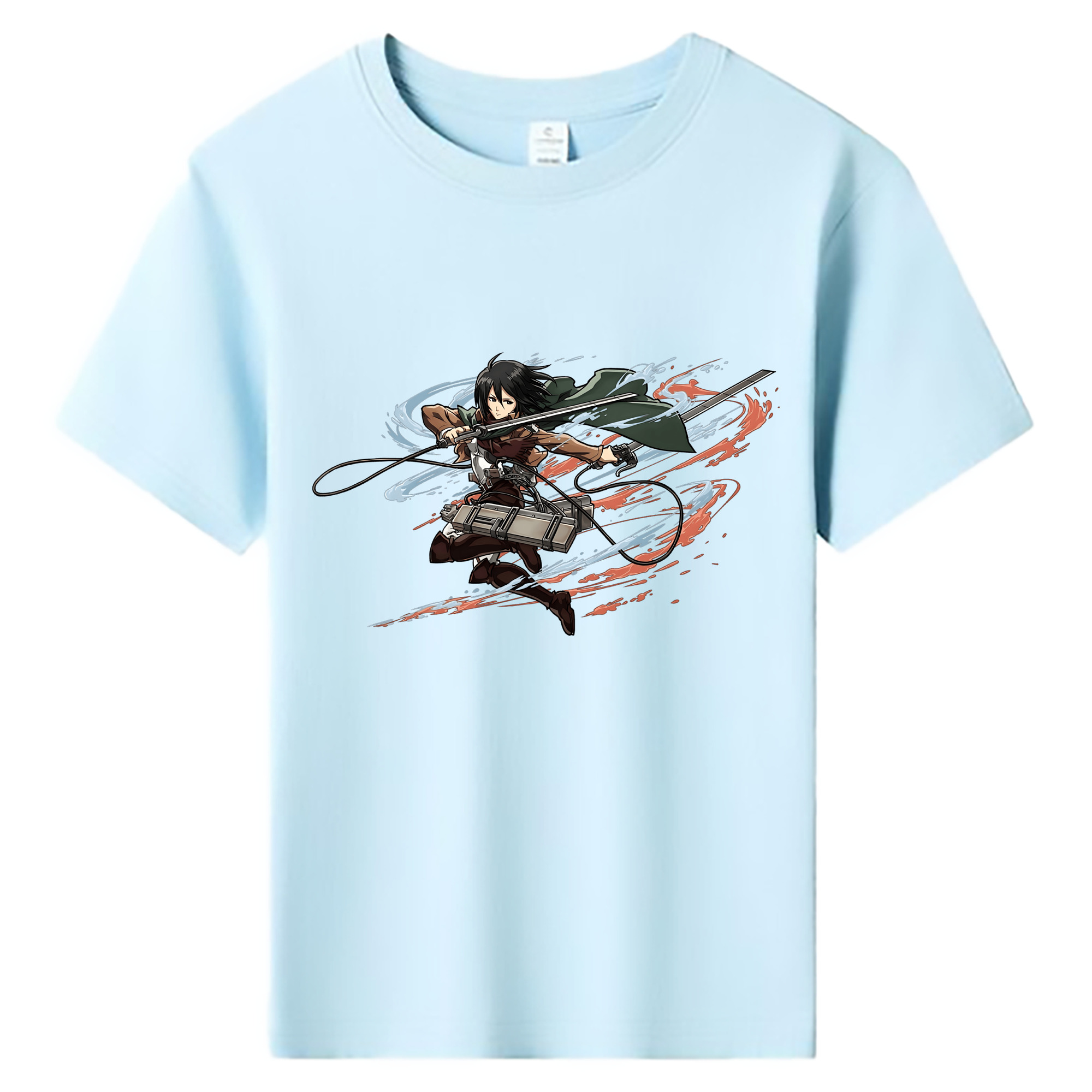 （画像用） 進撃の巨人 ミカサ·アッカーマン Attack on Titan Mikasa Ackerman 綿100％キッズTシャツ（フロントプリント）